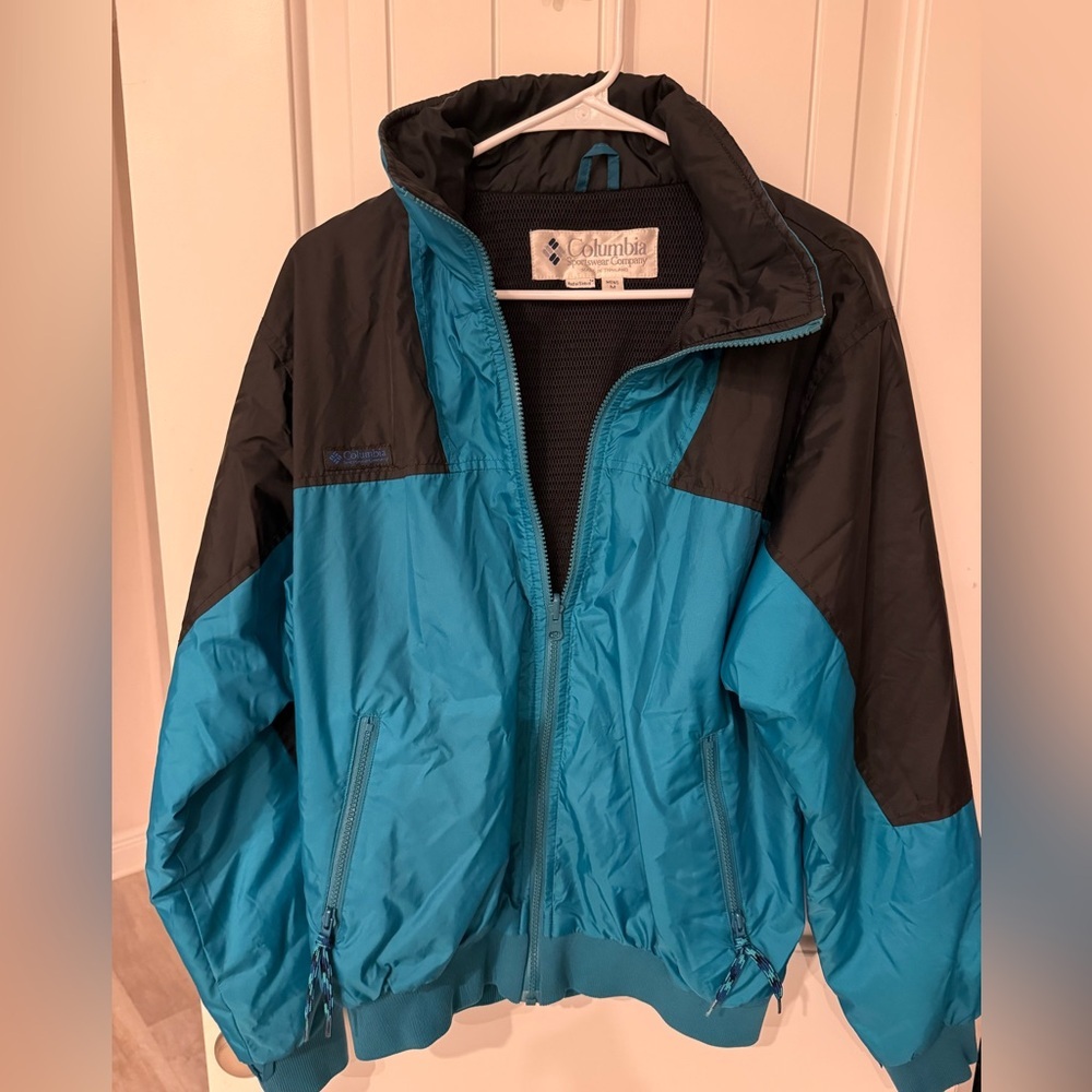 Columbia Windbreaker Jacket Blue Black Men’s Medium Lightweight Zip
